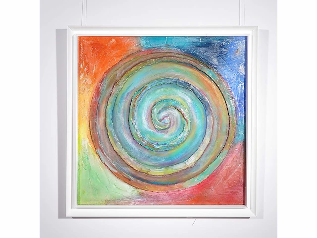 Elvira lopez - hand made - 1/1 kunstwerk!- "circle of life n°1" - 100x100 cm - ingelijst - uitzonderlijk - afbeelding 1 van  11