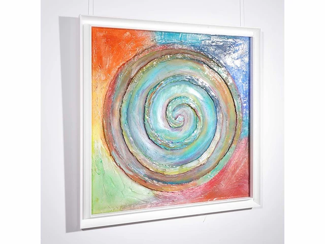Elvira lopez - hand made - 1/1 kunstwerk!- "circle of life n°1" - 100x100 cm - ingelijst - uitzonderlijk - afbeelding 4 van  11