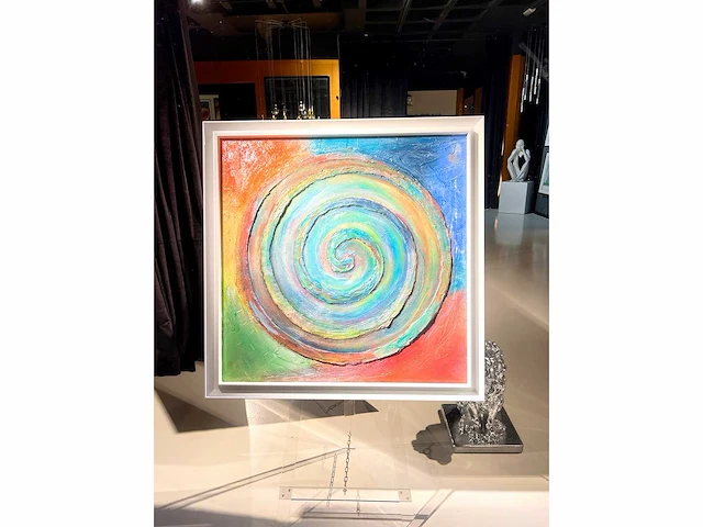 Elvira lopez - hand made - 1/1 kunstwerk!- "circle of life n°1" - 100x100 cm - ingelijst - uitzonderlijk - afbeelding 7 van  11