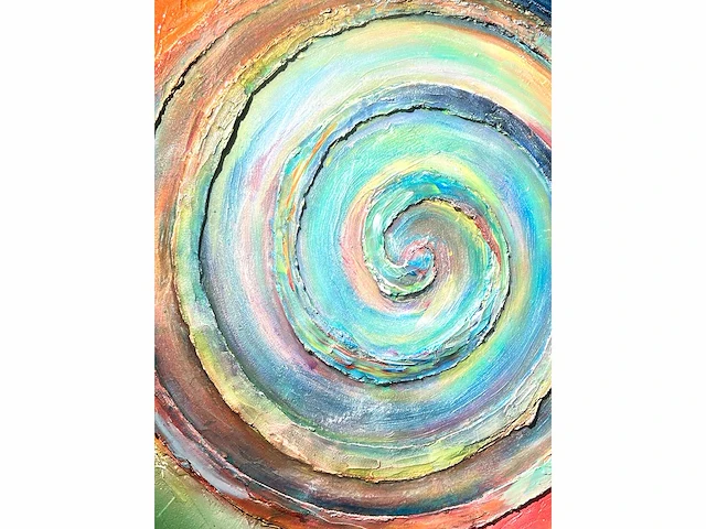 Elvira lopez - hand made - 1/1 kunstwerk!- "circle of life n°1" - 100x100 cm - ingelijst - uitzonderlijk - afbeelding 9 van  11