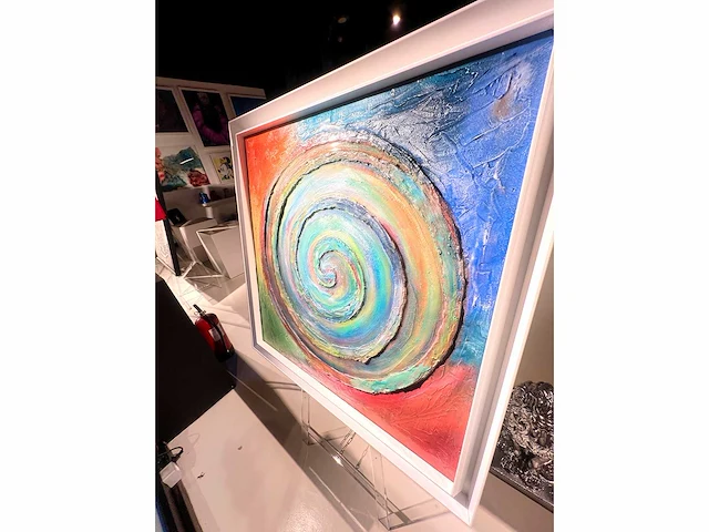 Elvira lopez - hand made - 1/1 kunstwerk!- "circle of life n°1" - 100x100 cm - ingelijst - uitzonderlijk - afbeelding 11 van  11