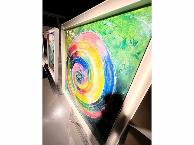 Elvira lopez - hand made - 1/1 kunstwerk!- "circle of life n°2" - 100x100 cm - ingelijst - uitzonderlijk - afbeelding 4 van  12