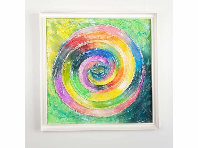 Elvira lopez - hand made - 1/1 kunstwerk!- "circle of life n°2" - 100x100 cm - ingelijst - uitzonderlijk - afbeelding 5 van  12