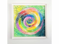 Elvira lopez - hand made - 1/1 kunstwerk!- "circle of life n°2" - 100x100 cm - ingelijst - uitzonderlijk - afbeelding 5 van  12