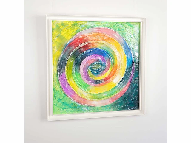 Elvira lopez - hand made - 1/1 kunstwerk!- "circle of life n°2" - 100x100 cm - ingelijst - uitzonderlijk - afbeelding 6 van  12