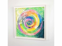 Elvira lopez - hand made - 1/1 kunstwerk!- "circle of life n°2" - 100x100 cm - ingelijst - uitzonderlijk - afbeelding 7 van  12