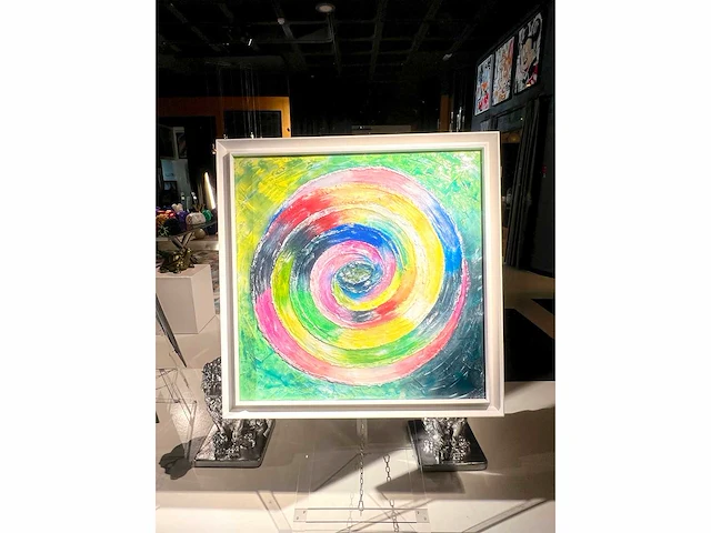 Elvira lopez - hand made - 1/1 kunstwerk!- "circle of life n°2" - 100x100 cm - ingelijst - uitzonderlijk - afbeelding 9 van  12