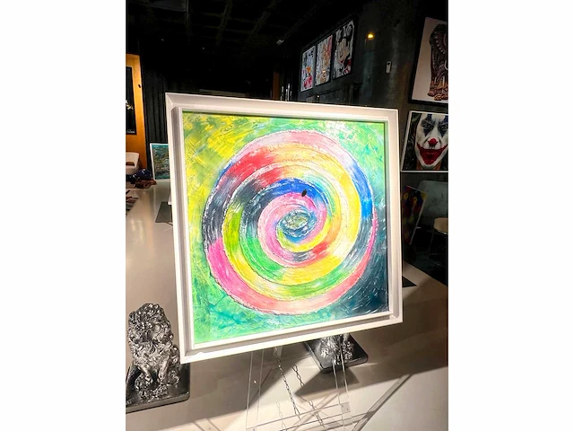 Elvira lopez - hand made - 1/1 kunstwerk!- "circle of life n°2" - 100x100 cm - ingelijst - uitzonderlijk - afbeelding 10 van  12