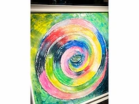 Elvira lopez - hand made - 1/1 kunstwerk!- "circle of life n°2" - 100x100 cm - ingelijst - uitzonderlijk - afbeelding 11 van  12