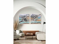 Elvira lopez - hand made - 1/1 uniek kunstwerk - 2 stuks van 85x85 cm - 180x 85 cm - uitzonderlijk