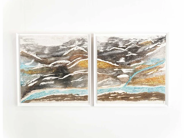 Elvira lopez - hand made - 1/1 uniek kunstwerk - 2 stuks van 85x85 cm - 180x 85 cm - uitzonderlijk - afbeelding 7 van  9
