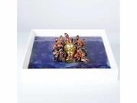 Elvira lopez - "la medusa n3" - sculptuur van medusa buste - 3d kunst op epoxy kunst frame van 40x40 cm. 1/1 - afbeelding 2 van  6