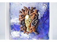 Elvira lopez - "la medusa n3" - sculptuur van medusa buste - 3d kunst op epoxy kunst frame van 40x40 cm. 1/1 - afbeelding 6 van  6