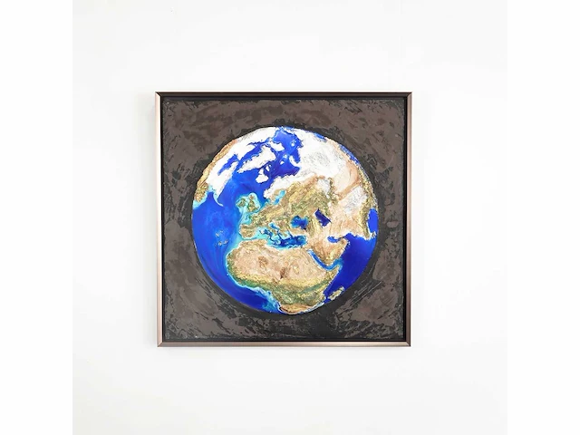 Elvira lopez - trio giant art "the world" 2024 -- 1/1 hand kunstwerk - 3 stuks van 110 cmx110cm - totale muur 110 cm x 350 cm- uitzonderlijk - afbeelding 2 van  15