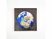 Elvira lopez - trio giant art "the world" 2024 -- 1/1 hand kunstwerk - 3 stuks van 110 cmx110cm - totale muur 110 cm x 350 cm- uitzonderlijk - afbeelding 2 van  15