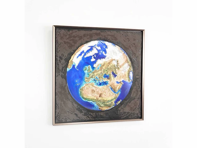 Elvira lopez - trio giant art "the world" 2024 -- 1/1 hand kunstwerk - 3 stuks van 110 cmx110cm - totale muur 110 cm x 350 cm- uitzonderlijk - afbeelding 3 van  15