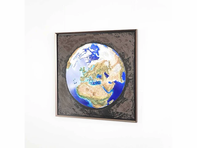 Elvira lopez - trio giant art "the world" 2024 -- 1/1 hand kunstwerk - 3 stuks van 110 cmx110cm - totale muur 110 cm x 350 cm- uitzonderlijk - afbeelding 4 van  15