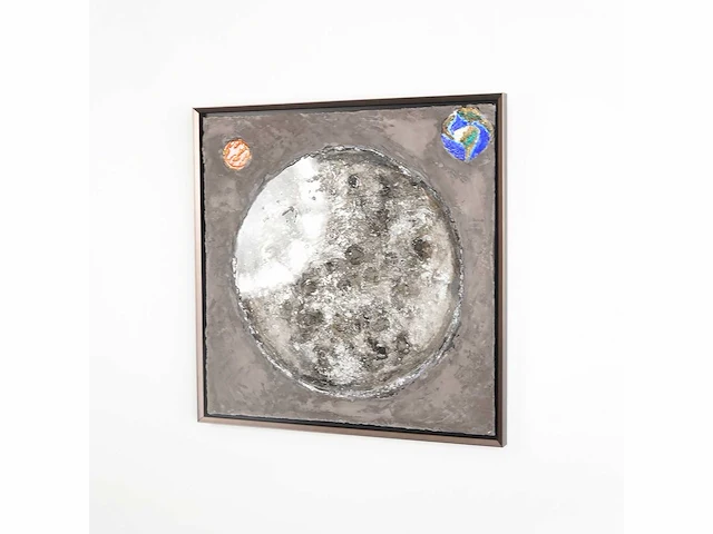 Elvira lopez - trio giant art "the world" 2024 -- 1/1 hand kunstwerk - 3 stuks van 110 cmx110cm - totale muur 110 cm x 350 cm- uitzonderlijk - afbeelding 6 van  15