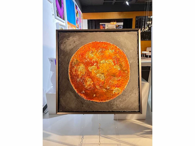 Elvira lopez - trio giant art "the world" 2024 -- 1/1 hand kunstwerk - 3 stuks van 110 cmx110cm - totale muur 110 cm x 350 cm- uitzonderlijk - afbeelding 7 van  15