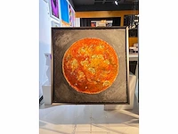 Elvira lopez - trio giant art "the world" 2024 -- 1/1 hand kunstwerk - 3 stuks van 110 cmx110cm - totale muur 110 cm x 350 cm- uitzonderlijk - afbeelding 7 van  15
