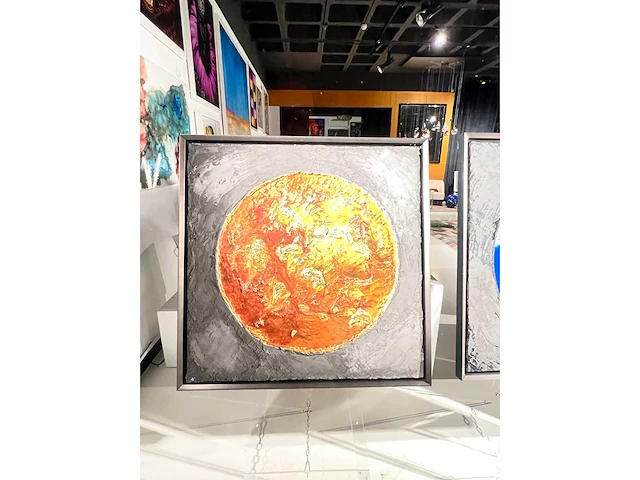 Elvira lopez - trio giant art "the world" 2024 -- 1/1 hand kunstwerk - 3 stuks van 110 cmx110cm - totale muur 110 cm x 350 cm- uitzonderlijk - afbeelding 8 van  15