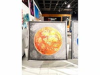 Elvira lopez - trio giant art "the world" 2024 -- 1/1 hand kunstwerk - 3 stuks van 110 cmx110cm - totale muur 110 cm x 350 cm- uitzonderlijk - afbeelding 8 van  15