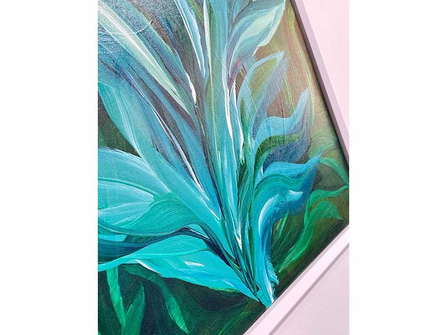 Elvira lopez, botanica n° 4- acrylverf - uniek kunstwerk 1/1 - 80x80 cm - ingelijst .90x90 cm - afbeelding 3 van  12