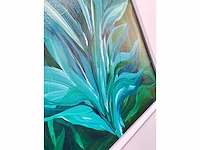 Elvira lopez, botanica n° 4- acrylverf - uniek kunstwerk 1/1 - 80x80 cm - ingelijst .90x90 cm - afbeelding 3 van  12