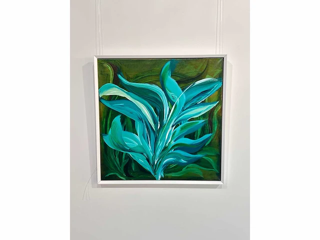 Elvira lopez, botanica n° 4- acrylverf - uniek kunstwerk 1/1 - 80x80 cm - ingelijst .90x90 cm - afbeelding 1 van  12