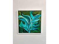 Elvira lopez, botanica n° 4- acrylverf - uniek kunstwerk 1/1 - 80x80 cm - ingelijst .90x90 cm - afbeelding 1 van  12