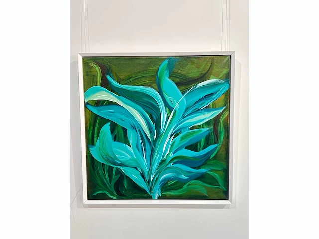 Elvira lopez, botanica n° 4- acrylverf - uniek kunstwerk 1/1 - 80x80 cm - ingelijst .90x90 cm - afbeelding 5 van  12