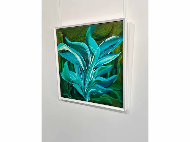 Elvira lopez, botanica n° 4- acrylverf - uniek kunstwerk 1/1 - 80x80 cm - ingelijst .90x90 cm - afbeelding 6 van  12