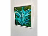 Elvira lopez, botanica n° 4- acrylverf - uniek kunstwerk 1/1 - 80x80 cm - ingelijst .90x90 cm - afbeelding 6 van  12