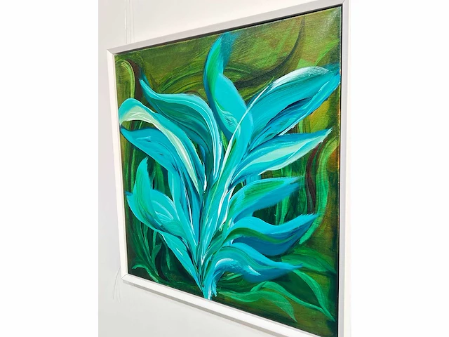 Elvira lopez, botanica n° 4- acrylverf - uniek kunstwerk 1/1 - 80x80 cm - ingelijst .90x90 cm - afbeelding 7 van  12