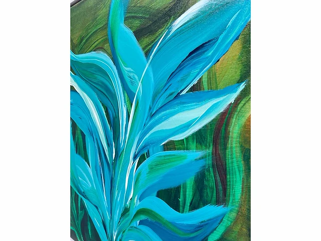 Elvira lopez, botanica n° 4- acrylverf - uniek kunstwerk 1/1 - 80x80 cm - ingelijst .90x90 cm - afbeelding 8 van  12