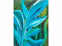 Elvira lopez, botanica n° 4- acrylverf - uniek kunstwerk 1/1 - 80x80 cm - ingelijst .90x90 cm - afbeelding 8 van  12