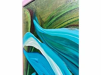 Elvira lopez, botanica n° 4- acrylverf - uniek kunstwerk 1/1 - 80x80 cm - ingelijst .90x90 cm - afbeelding 11 van  12