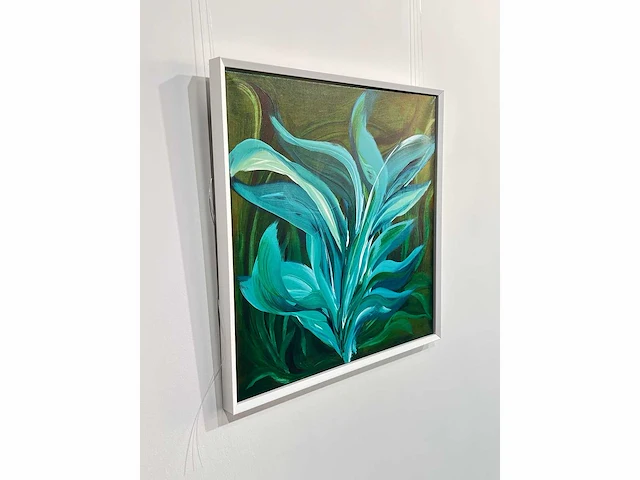 Elvira lopez, botanica n° 4- acrylverf - uniek kunstwerk 1/1 - 80x80 cm - ingelijst .90x90 cm - afbeelding 12 van  12