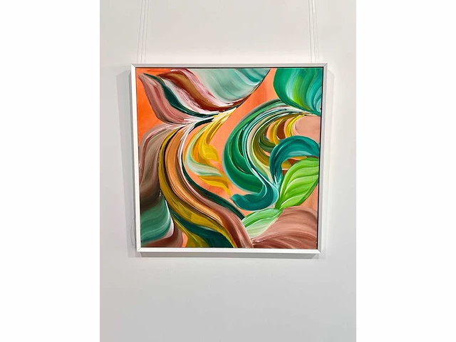 Elvira lopez, botanica n° 6- acrylverf - uniek kunstwerk 1/1 - 90x90 cm - ingelijst. 105x105 cm (schatting) - afbeelding 1 van  10
