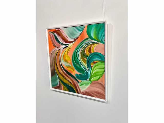 Elvira lopez, botanica n° 6- acrylverf - uniek kunstwerk 1/1 - 90x90 cm - ingelijst. 105x105 cm (schatting) - afbeelding 4 van  10