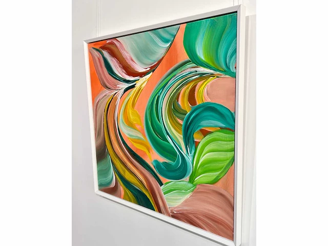 Elvira lopez, botanica n° 6- acrylverf - uniek kunstwerk 1/1 - 90x90 cm - ingelijst. 105x105 cm (schatting) - afbeelding 5 van  10