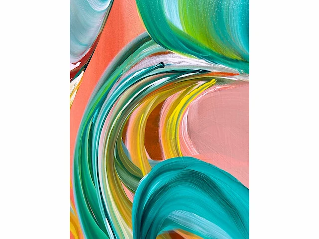Elvira lopez, botanica n° 6- acrylverf - uniek kunstwerk 1/1 - 90x90 cm - ingelijst. 105x105 cm (schatting) - afbeelding 6 van  10
