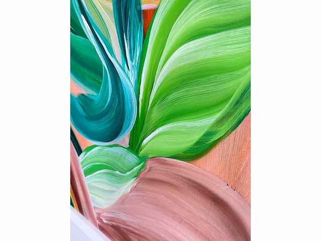 Elvira lopez, botanica n° 6- acrylverf - uniek kunstwerk 1/1 - 90x90 cm - ingelijst. 105x105 cm (schatting) - afbeelding 8 van  10