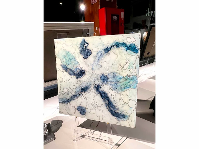 Elvira lopez "vida de colores 2" 2024 - kleuren inkt & epoxy - 1/1 hand kunstwerk - 100x100 cm - uitzonderlijk - afbeelding 2 van  6