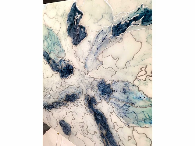 Elvira lopez "vida de colores 2" 2024 - kleuren inkt & epoxy - 1/1 hand kunstwerk - 100x100 cm - uitzonderlijk - afbeelding 5 van  6