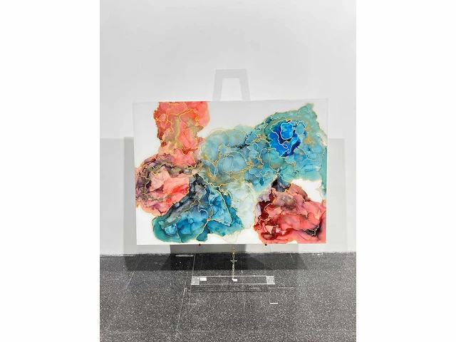 Elvira lopez "vida de colores" 2024 - kleuren inkt & epoxy - 1/1 hand kunstwerk - 130 cmx90cm - uitzonderlijk - afbeelding 1 van  9