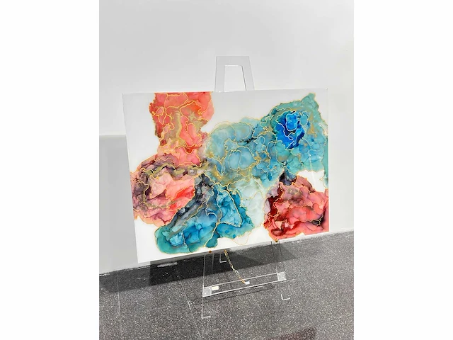 Elvira lopez "vida de colores" 2024 - kleuren inkt & epoxy - 1/1 hand kunstwerk - 130 cmx90cm - uitzonderlijk - afbeelding 2 van  9