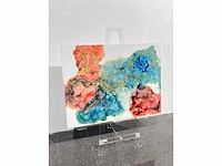 Elvira lopez "vida de colores" 2024 - kleuren inkt & epoxy - 1/1 hand kunstwerk - 130 cmx90cm - uitzonderlijk - afbeelding 2 van  9