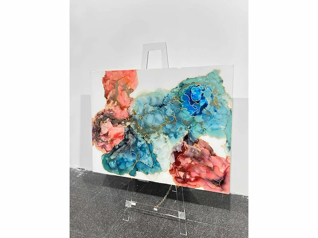 Elvira lopez "vida de colores" 2024 - kleuren inkt & epoxy - 1/1 hand kunstwerk - 130 cmx90cm - uitzonderlijk - afbeelding 3 van  9
