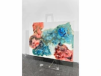 Elvira lopez "vida de colores" 2024 - kleuren inkt & epoxy - 1/1 hand kunstwerk - 130 cmx90cm - uitzonderlijk - afbeelding 3 van  9